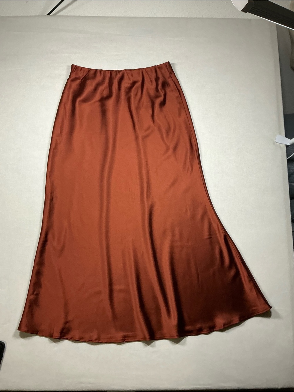 Women's Satin Maxi Skirt in Rust
